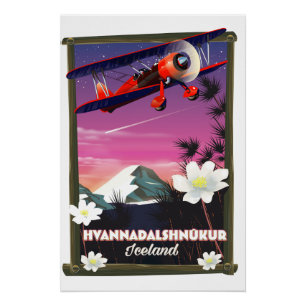 Hvannadalshnkur Iceland travel poster. Poster