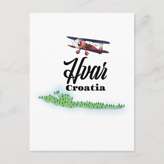 Hvar Croatia map Postcard (Front)