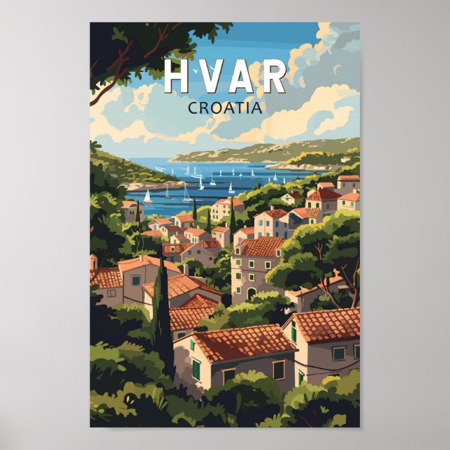 Hvar Croatia Travel Art Vintage Poster (Front)