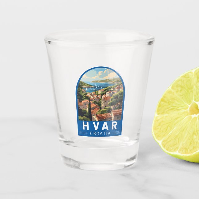 Hvar Croatia Travel Art Vintage Shot Glass (Front)