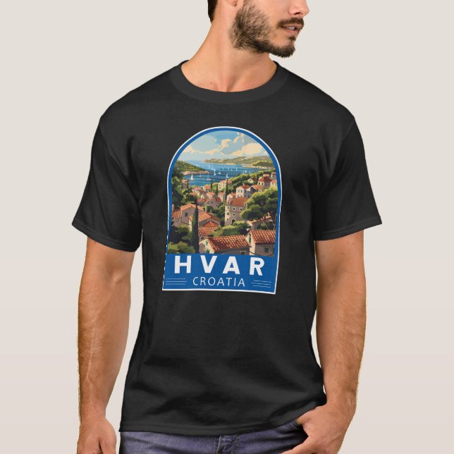 Hvar Croatia Travel Art Vintage T-Shirt (Front)
