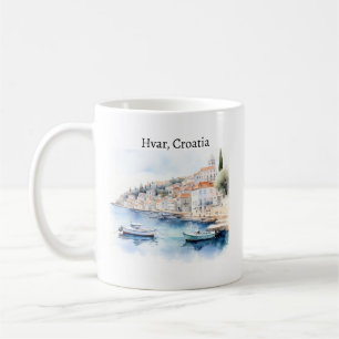 Hvar Croatia Watercolor Travel Coffee Mug