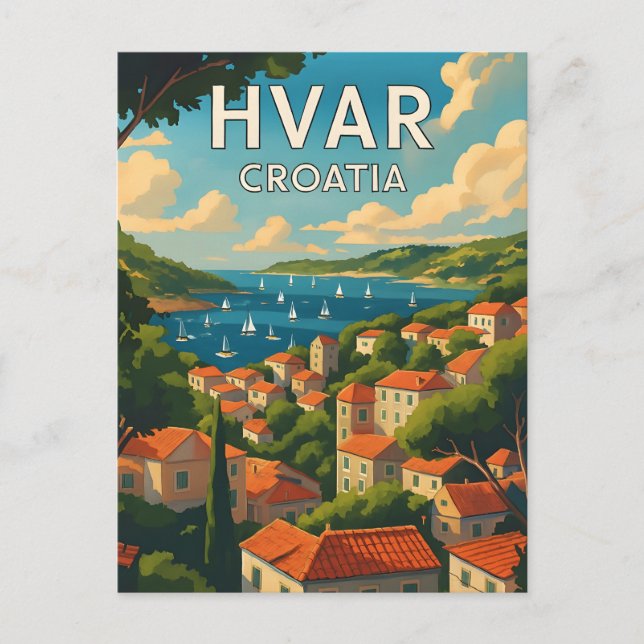 Hvar Island Old Town Postcard - Explore the Medite (Front)