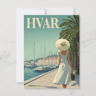 Hvar vintage 50s travel postcard