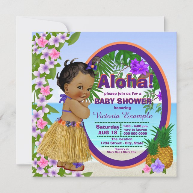 Hwaiian Tropical Luau Hula Baby Shower Invitation (Front)