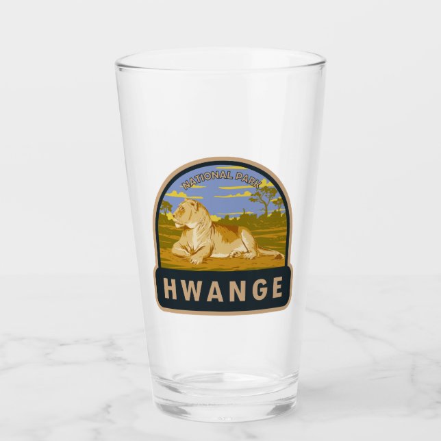 Hwange National Park Zimbabwe Travel Art Vintage Glass (Front)