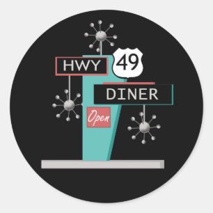 HWY 49 Diner Classic Round Sticker