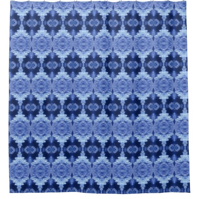 Hy Blue Ikat Zen Shower Curtain (Front)