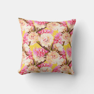 Hyacinth and peonis flowers, seamless pattern. Wat Cushion