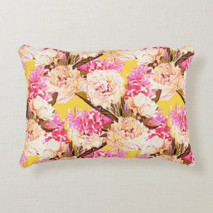 Hyacinth and peonis flowers, seamless pattern. Wat Decorative Cushion