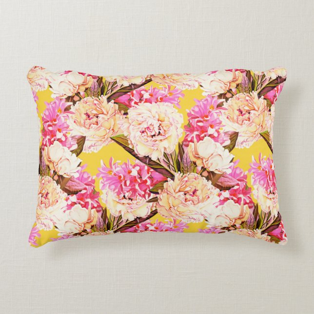 Hyacinth and peonis flowers, seamless pattern. Wat Decorative Cushion (Front)