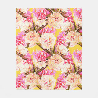 Hyacinth and peonis flowers, seamless pattern. Wat Fleece Blanket
