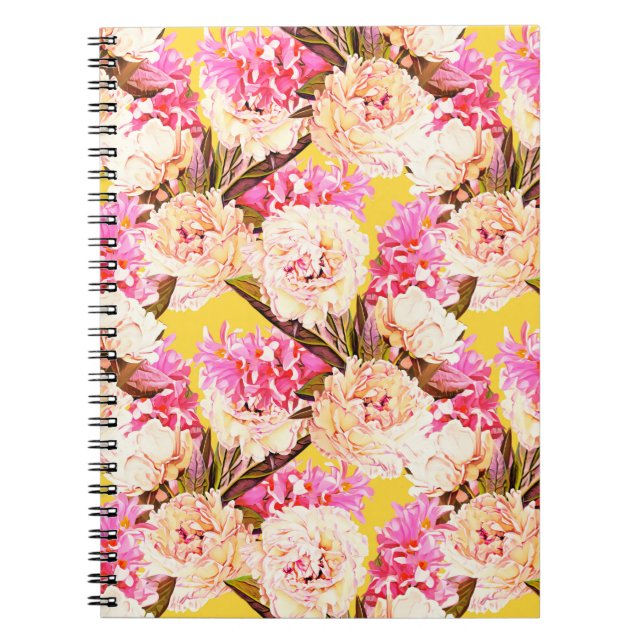 Hyacinth and peonis flowers, seamless pattern. Wat Notebook (Front)