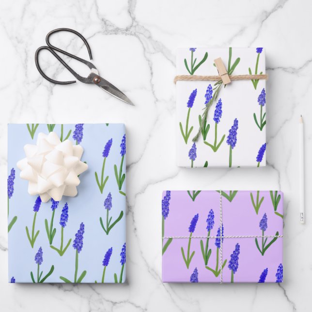 Hyacinth Easter Spring Floral Pattern Bulbs Gift Wrapping Paper Sheet (Front)