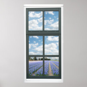 Hyacinth Flowers Spring Faux Window View Poster