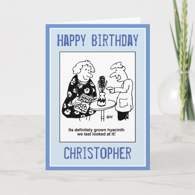Hyacinth House Plant Pun Cartoon Card (Front)