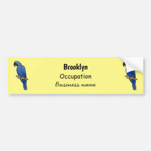 Hyacinth macaw bird cartoon illustration bumper sticker