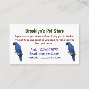 Hyacinth macaw bird cartoon illustration business card