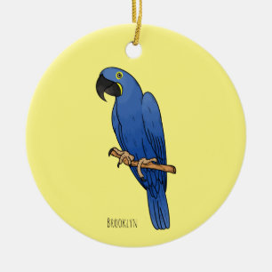 Hyacinth macaw bird cartoon illustration ceramic tree decoration