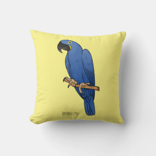 Hyacinth macaw bird cartoon illustration cushion