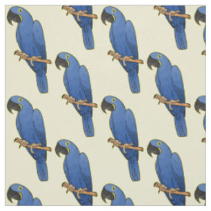 Hyacinth macaw bird cartoon illustration fabric