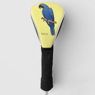 Hyacinth macaw bird cartoon illustration golf head cover