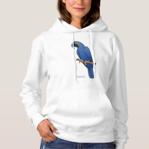 Hyacinth macaw bird cartoon illustration hoodie