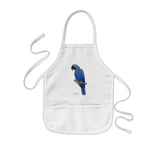 Hyacinth macaw bird cartoon illustration kids apron