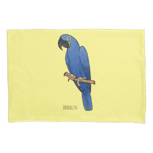 Hyacinth macaw bird cartoon illustration pillowcase