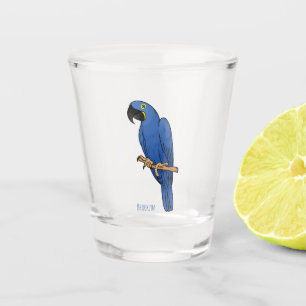 Hyacinth macaw bird cartoon illustration shot glass