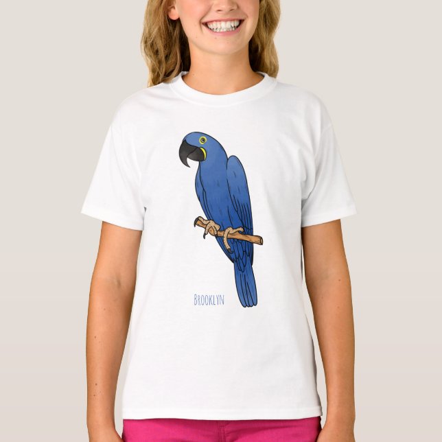 Hyacinth macaw bird cartoon illustration  T-Shirt (Front)