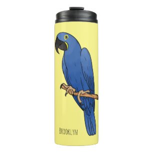 Hyacinth macaw bird cartoon illustration thermal tumbler