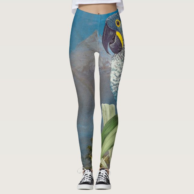 Hyacinth Macaw Parrot Bird All Over Print Leggings (Front)