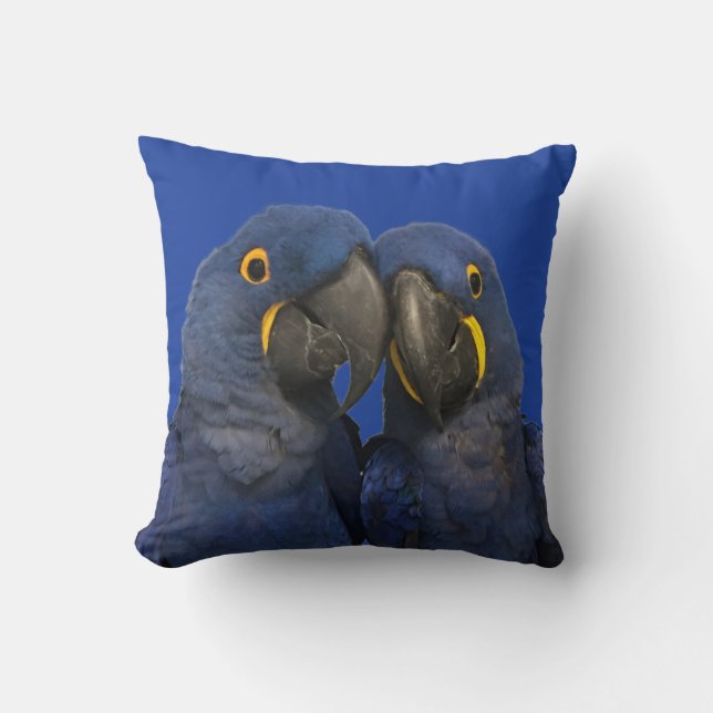 Hyacinth Macaw Parrot Bird Rare Blue Cushion (Front)