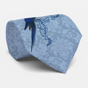 Hyacinth Macaw Parrot with Blue Damask Tie