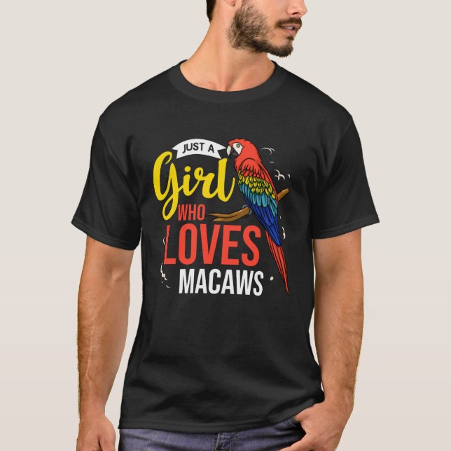 Hyacinth Macaw  Scarlet Greenwing Bird Parrot T-Shirt (Front)