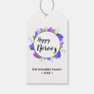 Hyacinth Purple Wreath Happy Norooz New Year Gift Tags