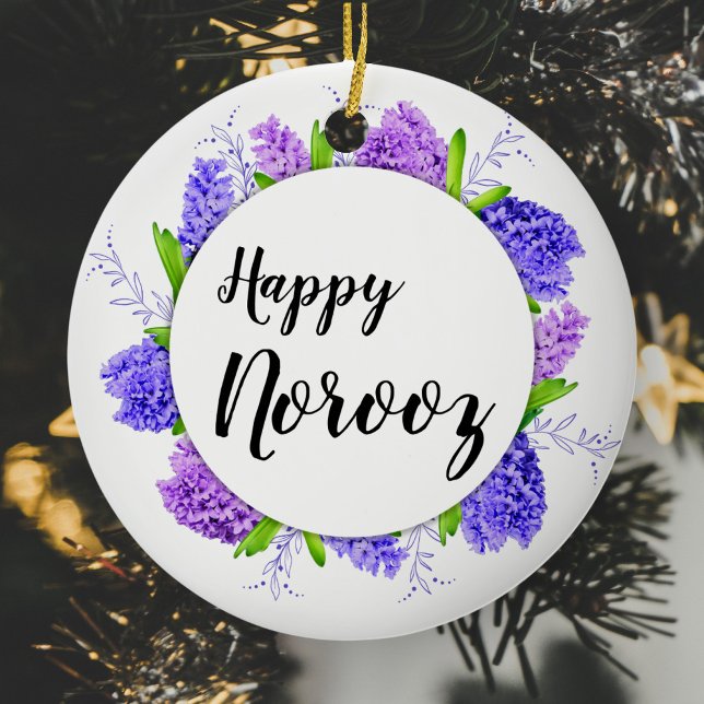 Hyacinth Wreath Purple Happy Norooz New Year Ceramic Tree Decoration (Creator Uploaded)