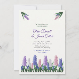 Hyacinths and Grape Hyacinth Spring Wedding Invitation