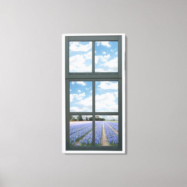 Hyacinths Floral Faux Window View Canvas Print (Front)