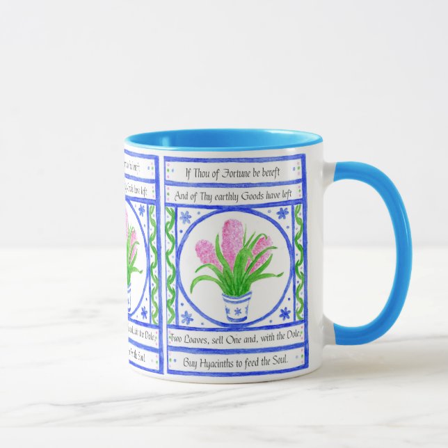 Hyacinths Floral Painting, Inspirational Verse Mug (Right)