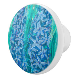 Hyacinths Sping Flower Easter Gift Floral Painting Ceramic Knob