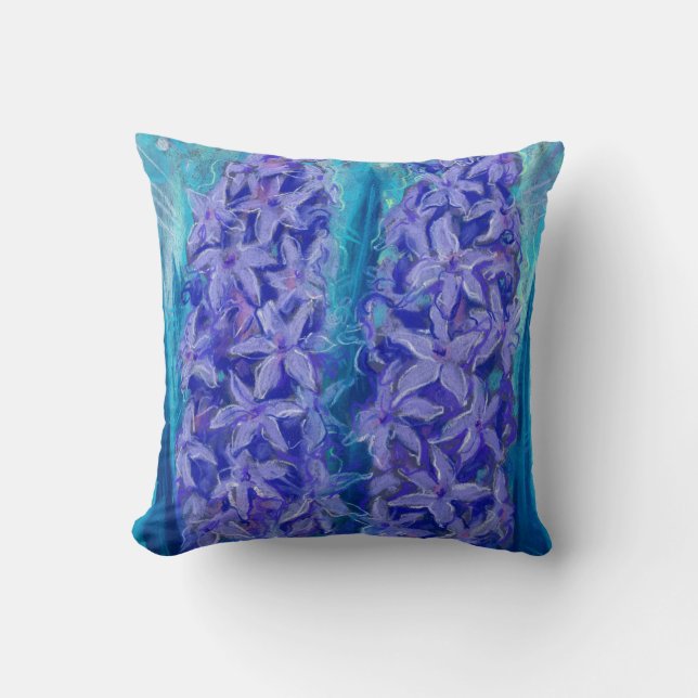 Hyacinths Sping Flower Easter Gift Floral Painting Cushion (Front)