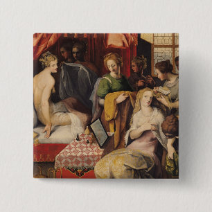 Hyante and Climene at their Toilet 15 Cm Square Badge