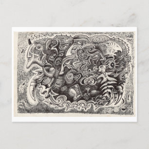 Hybrid Beast ink drawing Postcard