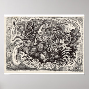 Hybrid Beast ink drawing Poster