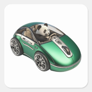 Hybrid PC mouse car with Panda driver Square Sticker