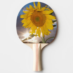 Hybrid sunflower blowing in the wind at dusk ping pong paddle