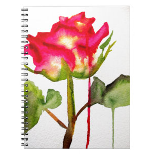 Hybrid Tea Rose watercolor modern flower art Notebook