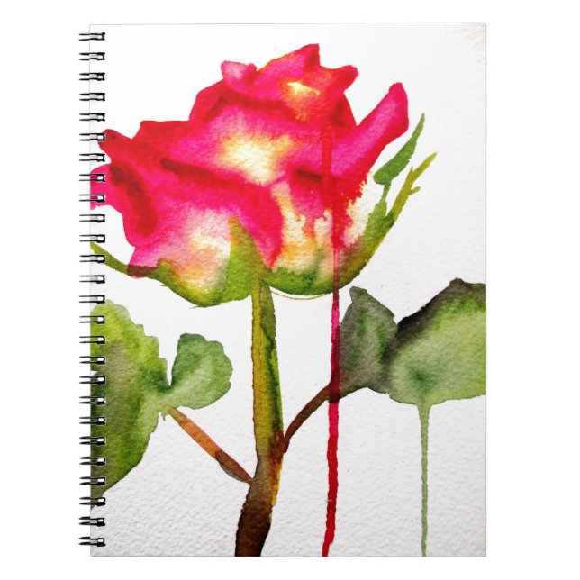 Hybrid Tea Rose watercolor modern flower art Notebook (Front)